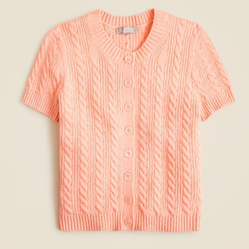 NWT J.Crew Peach Cable Knit Cardigan